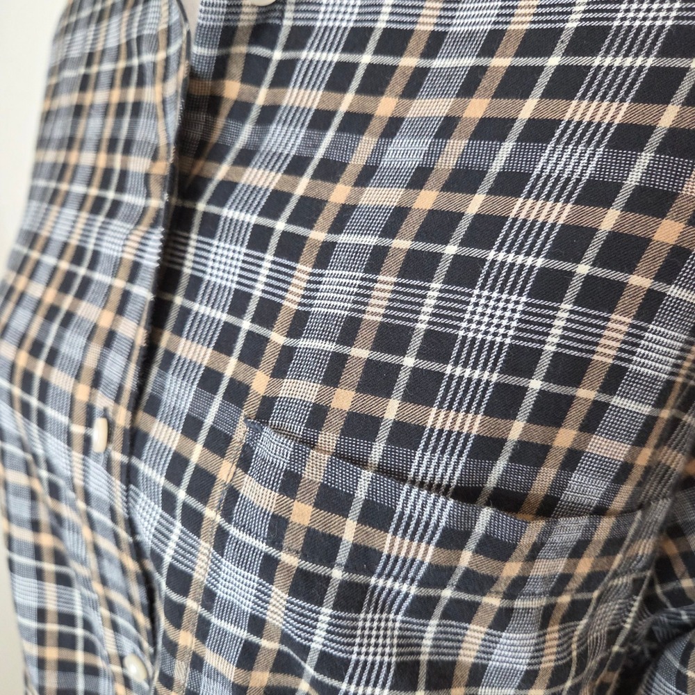 Everlane Womens Black Tan Lightweight Plaid Cotton Button Down Shirt Size 10 - Picture 4 of 6